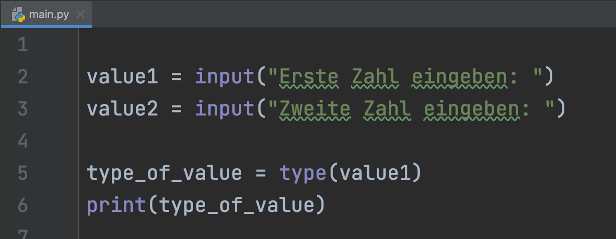 value übergeben und in variable auffangen