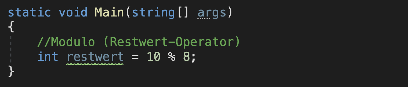 c# operatoren modulo beispiel