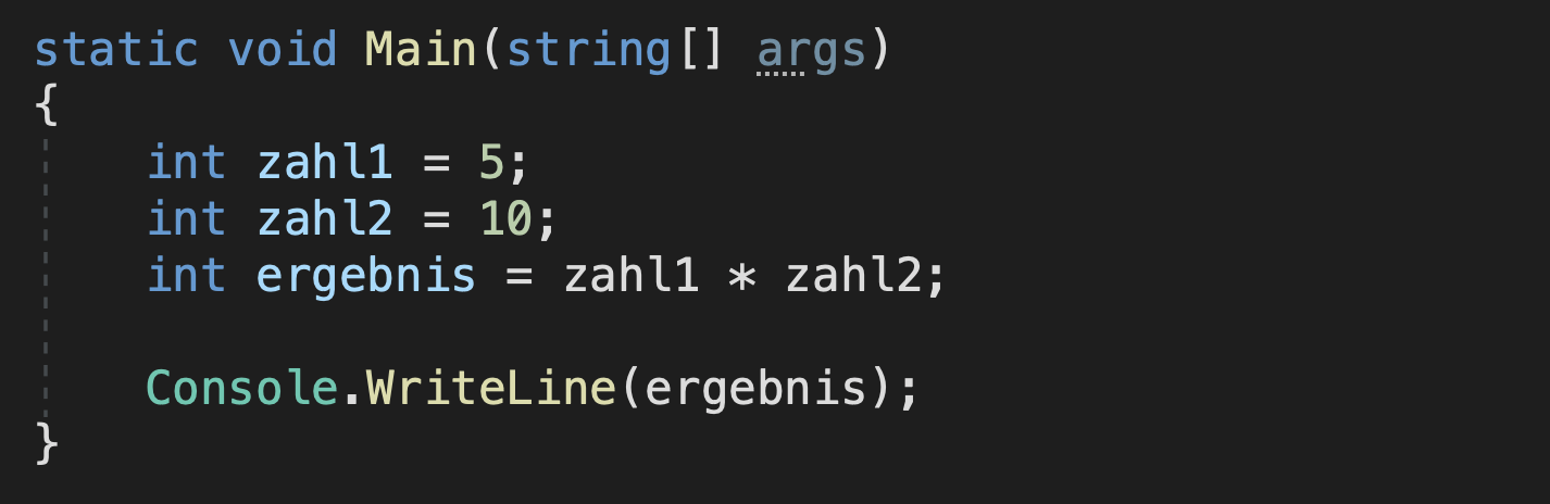 c# operatoren multiplikation beispiel