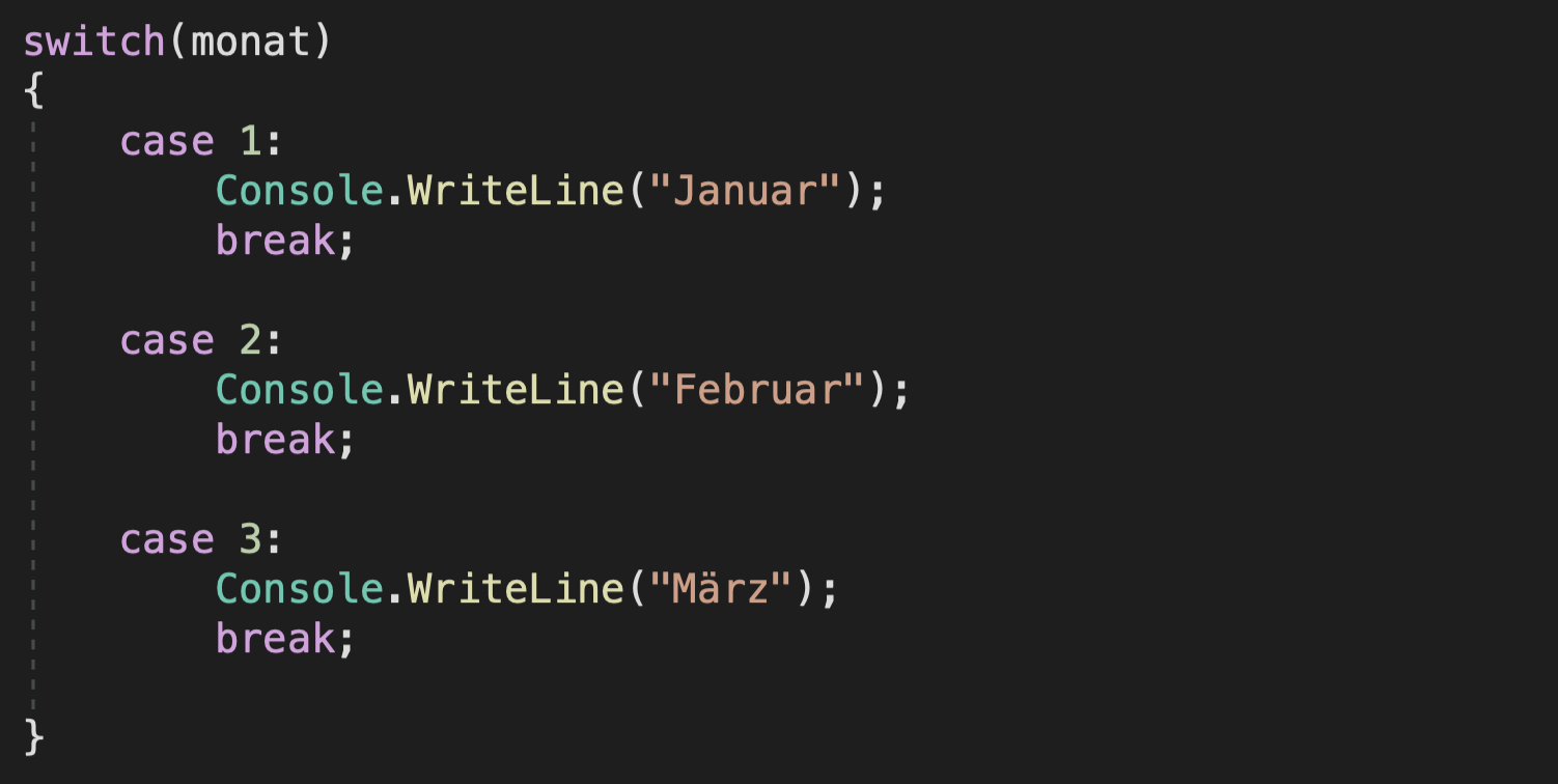case 3 der c# switch anweisung