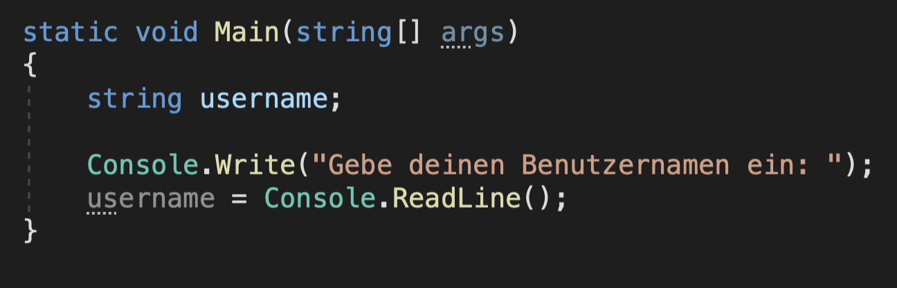 benutzernamen abfragen 3 c# console readline verwenden