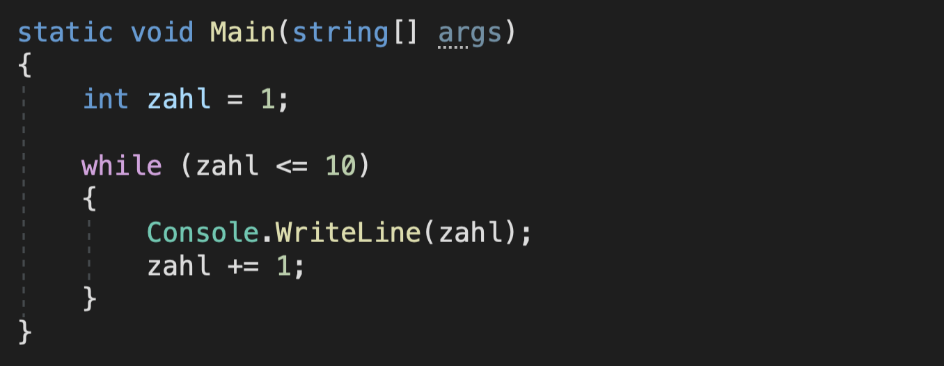 c# while schleife beispiel
