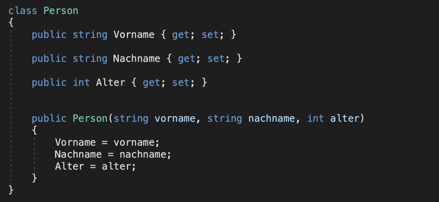 C# Konstruktor Person-Klasse