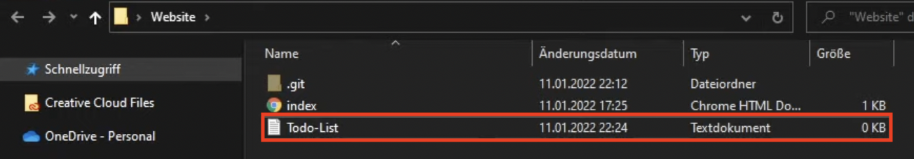 Der unsichtbare Git Ordner und die To-Do-List