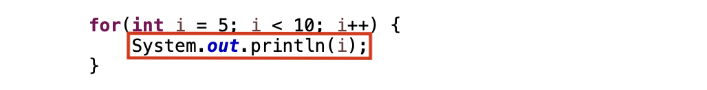 Wir können die Zählervariable in der Java for Schleife ausgeben lassen