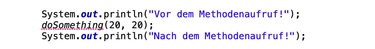 Wir erhalten eine Fehlermeldung unter dem Methodenbezeichner