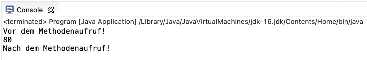 Wir erhalten den Wert 80 in der Konsole