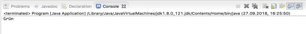 Beim Ausführen des Programms erscheint Grün in der Konsole