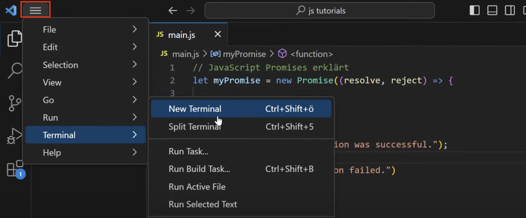 Wir öffnen ein neues Terminal